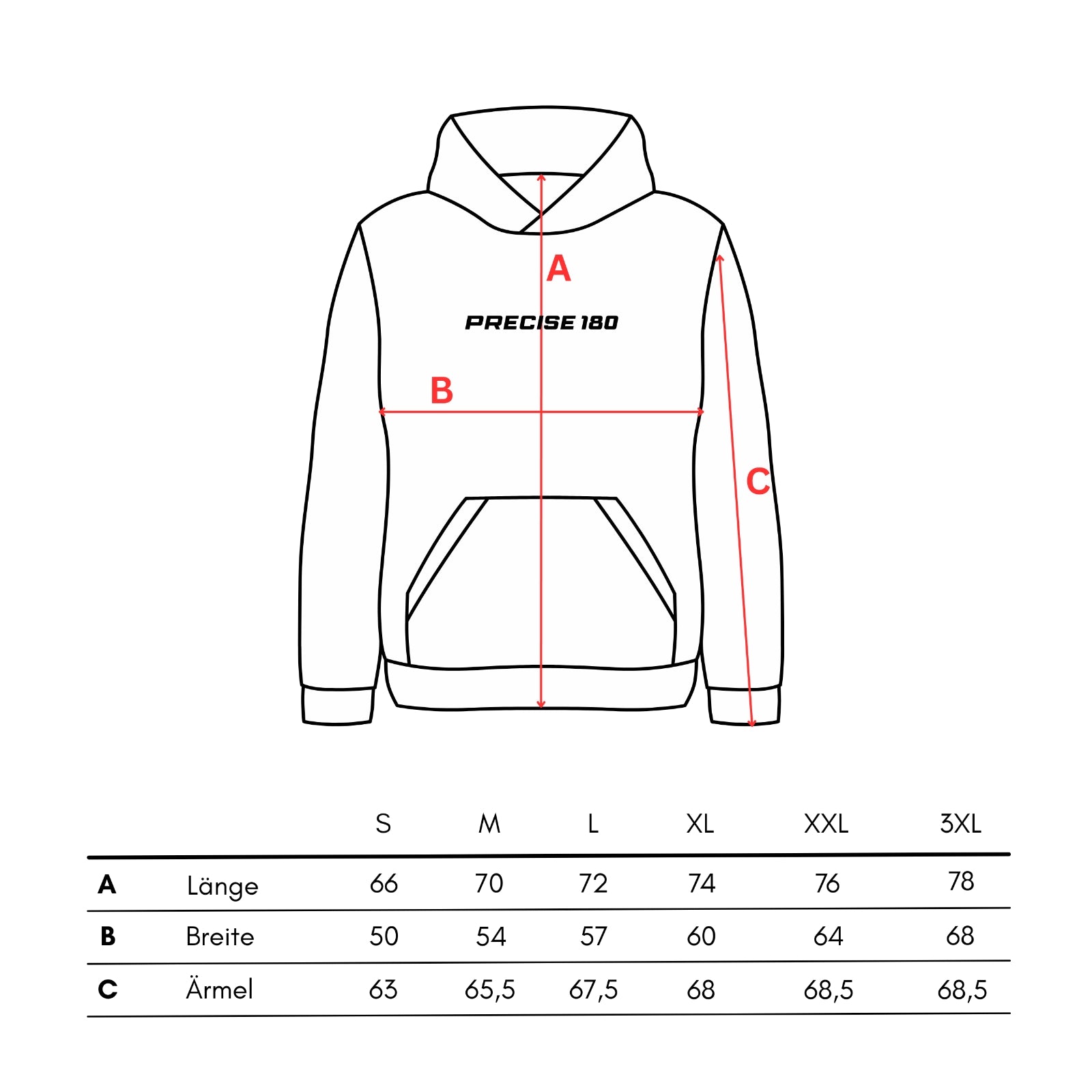 Sizechart Precise180 Dart