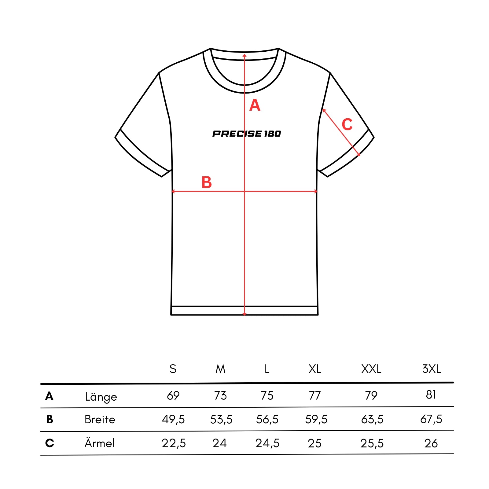 Sizechart Precise180 Dart 